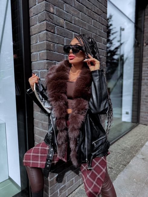 Melna virsjaka ar choco pūku "LUX FUR" FL47